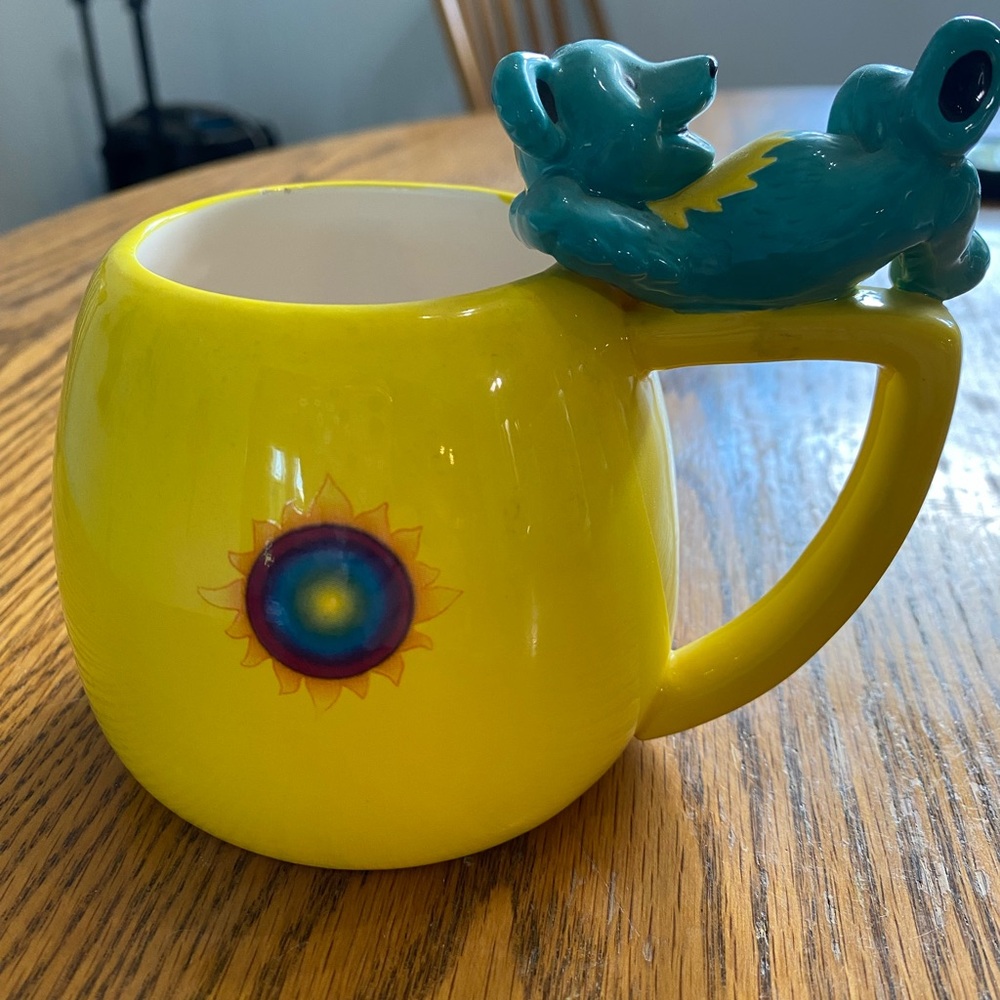 Grateful Dead Yellow Mug with blue deady bear